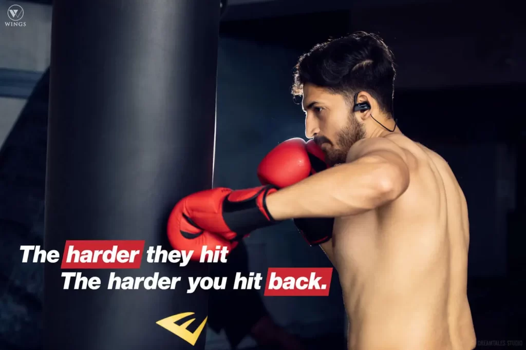 bluetooth headphones model wearing and boxing advertising ad photography