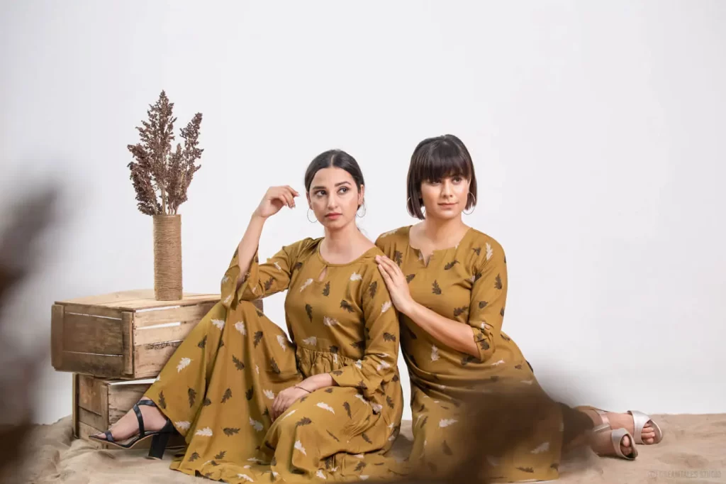 indian kurtis for girls models mustard color campaign photography